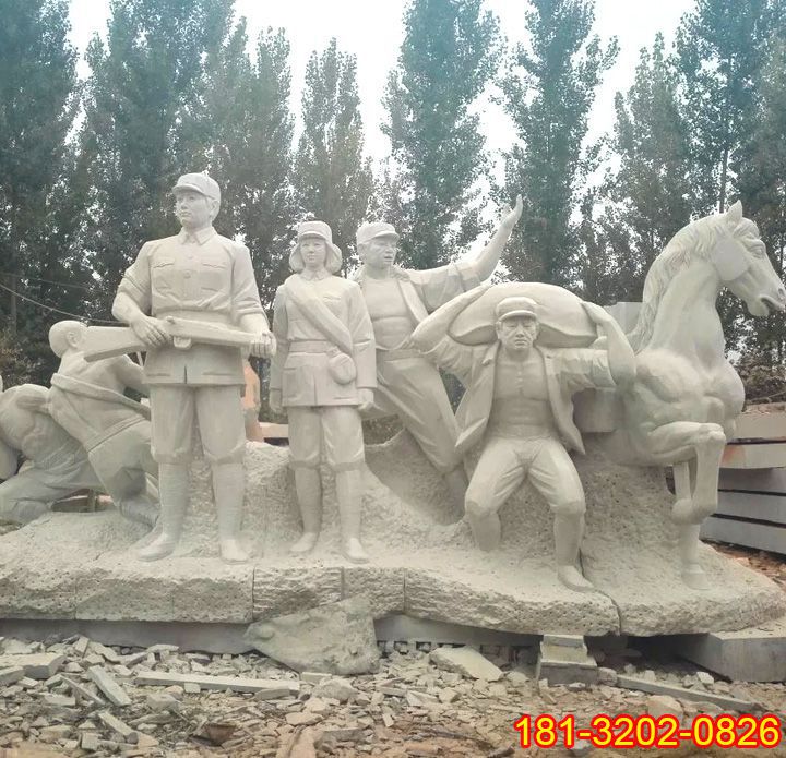 八路军打仗石雕 公园景观石雕 (2)
