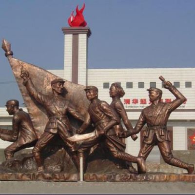 纪念馆党建八路军冲锋铜雕